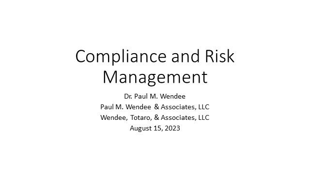 Compliance and risk management on Wall Street