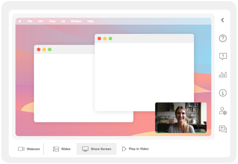 An image that displays the screen share feature in BrightTALK's platform