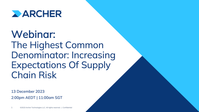 The Highest Common Denominator: Increasing Expectations Of Supply Chain Risk